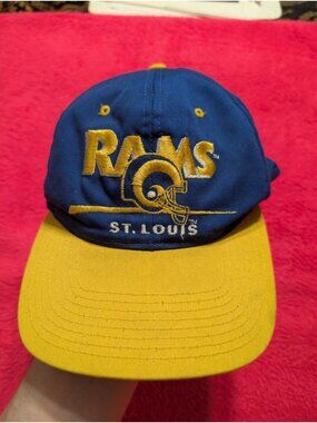 Vintage St Louis Rams Snapback Hat Eastport Team NFL Blue Yellow 90s 2000s Cap